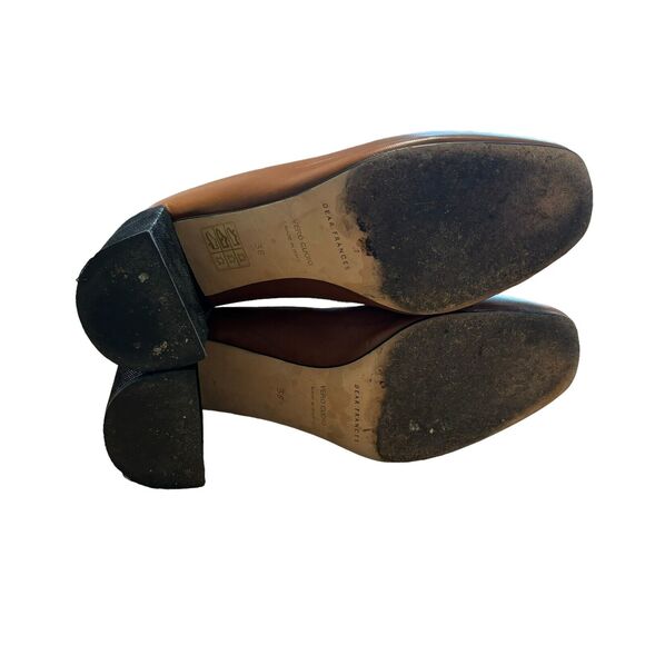 Dear Frances Chunky Loafer Heels 38 Tan Leather - Picture 5 of 6